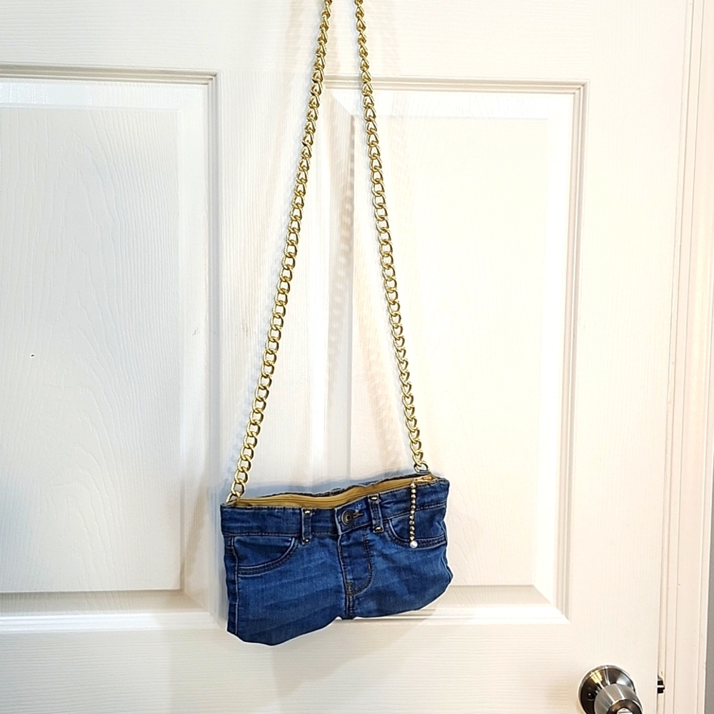 Custom cross body denim pocketbook.